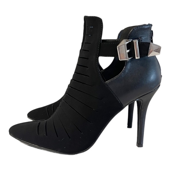Anne Michelle Momentum 99 Black Faux Leather Pointed Toe Vented Upper Bootie 7.5 - Picture 3 of 13